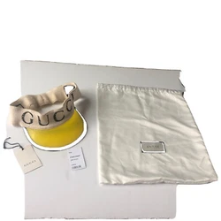 GUCCI Yellow/Ivory Sun Visor Size LargeMade in Italy with pouch and original tagsA few pulls and slight marks due to...