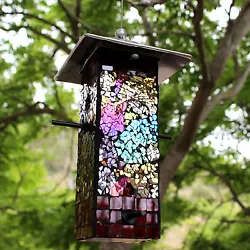 Bluedot Trading® Policies. Feed the birds -- and your spirit, too. This beautiful stained glass mosaic bird feeder is...