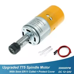 24V Speed : 20000rpm. Model Number : ER11 Spindle Motor. 1 x 5mm ER11 Collet. How to get the 775 spindle motor up to...