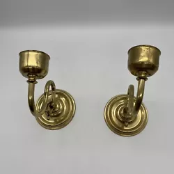 Lot 2 Vintage Brass Plated Wall Sconce Candle Holders. Some tarnish in spots