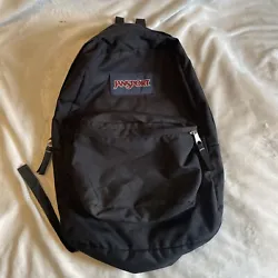 JanSport Superbreak School Backpack Black. In poor-fair condition. Heavy use. Zipper only closes one way. Please see...