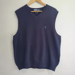 Polo by Ralph Lauren Sweater Vest in excellent condition   - No flaws - 100% Cotton - Navy blue with lighter blue...