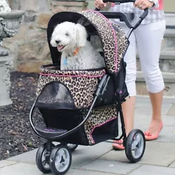 Leopard N Pink Dog/Cat Luxe Stroller 3 Wheeled Pet Stroller Jogging,Walking,Running. Weight of stroller : 18 lbs....