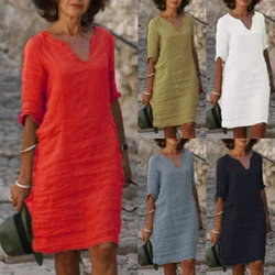 Color:white,black,red,grey,khaki. Neckline: V Neck. Dress Length: Knee. 1 pcs Dress. Pattern Type: Solid Color. 41cm |...