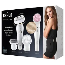 Braun Silk-épil 9 Coffret Beauté & Spa Epilateur Electrique Femme Blanc/Doré,.