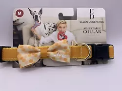 ED Ellen Degeneres Adjustable Dog Collar Size Medium Orange with Bow.