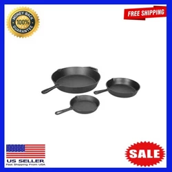 3 Piece Cast Iron Skillet Set is made of durable cast iron that will last for generations. These skillets feature an...