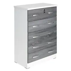 It is manufactured entirely out of engineered wood which it makes it durable for many years. This chest has 5 drawers,...