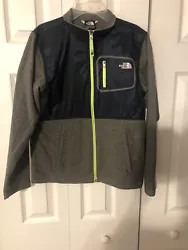 The North Face Glacier Track Jacket Boys Size L 14/16 EUC Gray/safety Green. Condition is Pre-owned. Shipped with USPS...