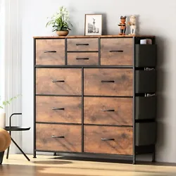 10 Drawer Dresser, Chest of Drawers for Bedroom Fabric Dressers with Side Pocket.