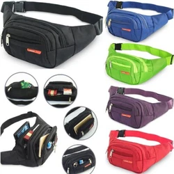 Unisex fashion sports belt bag, zipper closure, solid color design, the belt of the belt bag is a thick webbing belt...