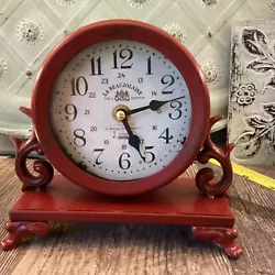 EUC Red Vintage Style Archaic Look Décor Clock -tested and WORKS Great! Metal exterior Battery (AA) operated. Made to...