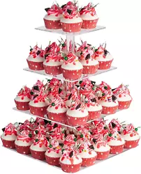 4 Tier Acrylic Cupcake Stand, Premium Cupcake Holder, Acrylic Cupcake Tower Display Cady Bar Party Décor – Display...