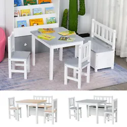 This Qaba kids table and chairs will be a great addition to any childs room. Made from pinewood, this set is durable...