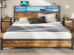 Included Components Bookcase, Headboard, Slat. Storage Headboard with 5 shelf & LED Lights & Charging Station. You can...
