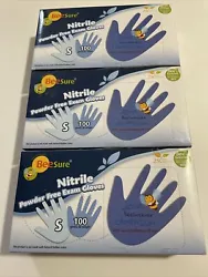 BeeSure Small BE1116 Nitrile Powder Free Exam Gloves (Pack of 100) Lot Of 3. Condition is New. Shipped with Economy...