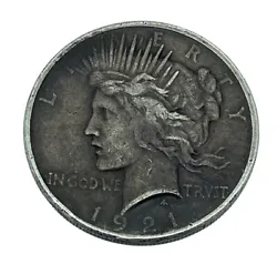 1921 Philadelphia Mint Silver Peace Dollar Key Date US Coin.