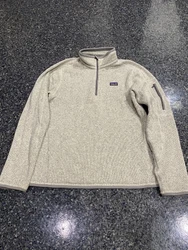 Womens Patagonia Beige/Gray Pull Over 1/4 Zip Better Sweater Fleece Jacket Med. Good condition, some piling, nothing...
