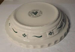 Longaberger Pottery Pie/Baking Dish - Woven Traditions Green 10.25