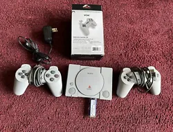 Sony PlayStation PS1 Classic mini w/ 100 games and 3 Controllers,. pictures are from the actual item what you see in...
