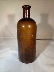 Antique Oakland Chemical Company Round Brown Glass Bottle Hydrogen Peroxide.