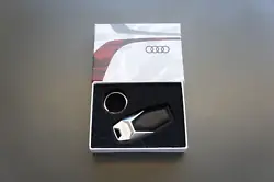 Audi Silver Stainless Steel & Black Leather keychain Key Ring - On Sale! Silver stainless steel & black leather, Audi...