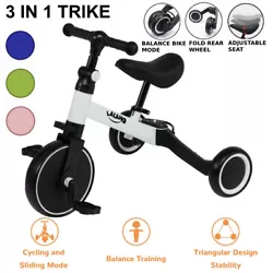 The kids tricycle is easy to assemble，adults only need a few minutes to complete the installation. Three riding modes...