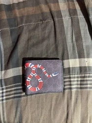 GUCCI Supreme Canvas Kingsnake Bifold Black Wallet. Condition is Pre-owned. Shipped with USPS Ground Advantage.