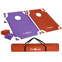 2 x Cornhole Target. 4 Purple & 4 Orange Bean Bags: The colorful bean bags are made of polyethylene and double lined...