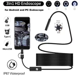 IP67 waterproof and dustproof endoscope, and easy to install and no network required. Item Type: Endoscope. 1x 3 in 1...