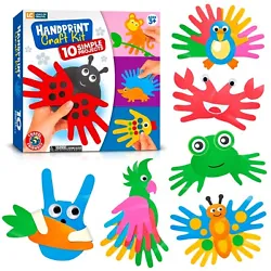Andprint kids craft kit- Craft and design 10 animal characters with handprint and other shape cutouts. Fun gift arts &...