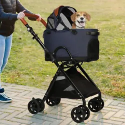 • The pet stroller easy to set up in few minutes with the manual. With the included smart-fold technology, the...