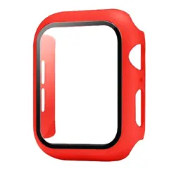Hard PC Bumper Case w/ Tempered Glass for Apple Watch 45mm Series 7 RED Hard PC Bumper Case w/ Tempered Glass for Apple...