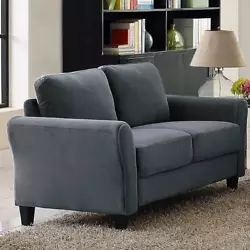 Wesley 31.5 in. Dark Grey Microfiber 2-Seater Loveseat with Round Arms. Minimal assembly is required, but all iw worth...