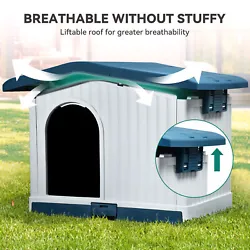 MULTIFUNCTIONAL DESIGN- This outdoor dog house has a liftable roof for wider breathability; Enlarged roof protection...