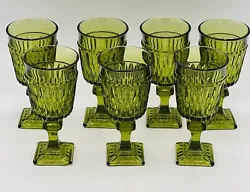Set of 6 Vintage Indiana Glass Mount Vernon Pattern Avocado Green Glassware. Condition is Used. Shipped with USPS...
