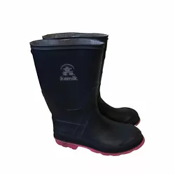 Kamik Stomp Kids Waterproof Rain Boots Pink & BlueSize Childrens 2Condition: Play for some scuffs on boots.