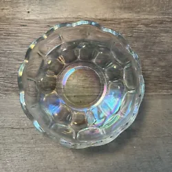 Vintage Rainbow Oil Slick Carnival Glass Bowl Candy Dish Scalloped Edge Clear. Great condition! Vintage clear rainbow...