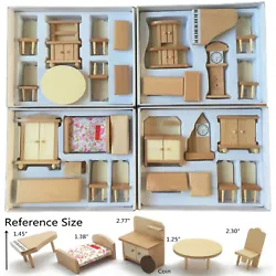 4 Boxes Set Unpainted Wooden Furniture Set For Dollhouse,A Gift To Children. Color: Wood Color. Size Approx: Each...