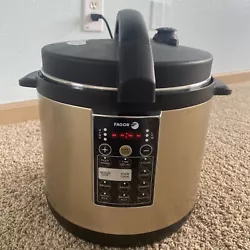 Fagor Lux Versa 8in 1 Multi Cooker slow cooker, rice cooker, etc.. Never used, but got dented in a move. Very clean....