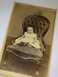 Wonderful Antique Victorian CDV Photograph! Adorable Little Child in Chair! 1860s Portrait! Location: New Haven, Conn....