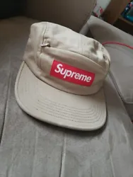 Supreme Box logo Hat in tan khaki with zip pocket in front