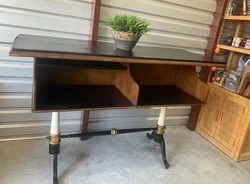 The bar is made of solid wood, has a black Formica top and cast iron base. Very stylish base with gilded gold. The bar...