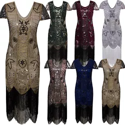 60%Polyester Zipper closure Hand Wash Only Vintage 1920s Style Flapper Costume,The design mini short sleeves to help...