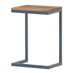 •Modern Fir Wood Table •Iron Frame Finish is Black with Blue •C-Shaped Can be Used as a TV Tray Table •Assembly...