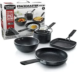 GRANITESTONE 2716 Stackmaster 5 Piece Mini Set, Nonstick Cookware Set, Scratch-Resistant, Granite-coated Anodized...