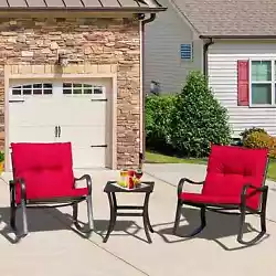😘【Widely Used】The design style of the rocking bistro set 3 piece outdoor is elegant and classic.Have a seat and...