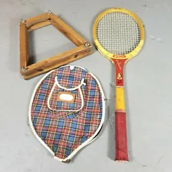 Vintage Wilson Wood Racquet Jack Kramer Finalist  4 5/8 w/ case and racket press.  Condition is preowned estate find,...