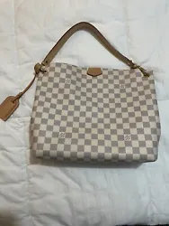 Louis Vuitton Graceful Handbag Damier PM White. A couple of marks on the bottom. Everything else is in too too shape