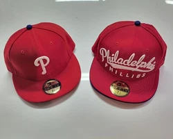 (2) New Era 59Fifty PHILADELPHIA PHILLIES Baseball Hats / Caps.  Flexfit. Cool base. Blue buttons / squatchees on the...